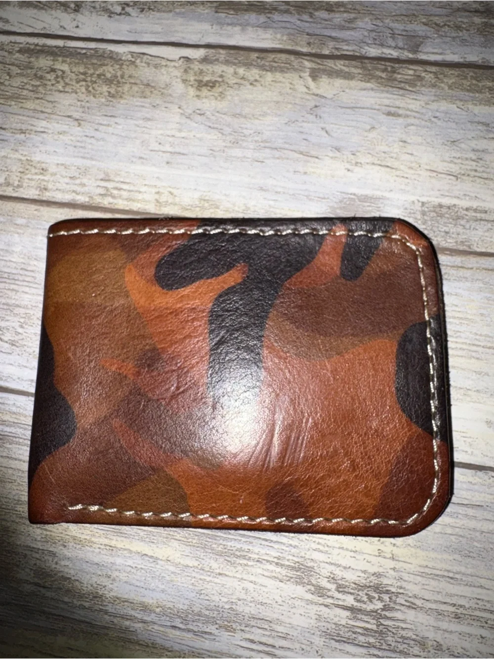Brown Camouflage Leather Card Holder Wallet